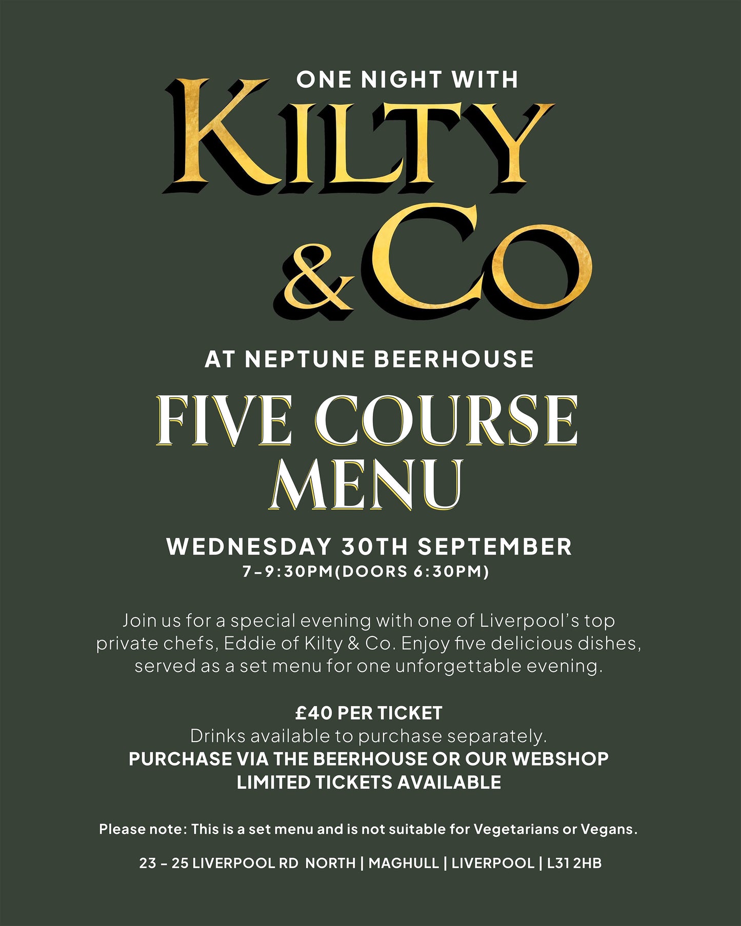 Kilty & Co - Five Course Menu